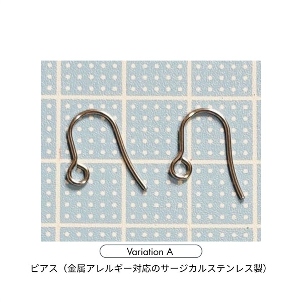 雫に宿る雪の花ピアス/イヤリング【キット】(A：ピアス（金属アレルギー対応のサージカルステンレス製）)