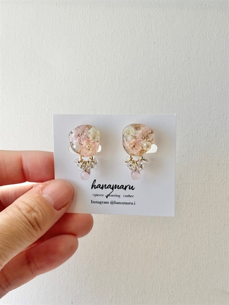 澄花 ―sumika― 本物のお花のイヤリング(ベビーピンク)