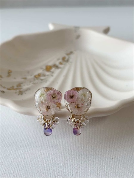 澄花 ―sumika― 本物のお花のイヤリング(淡紫)