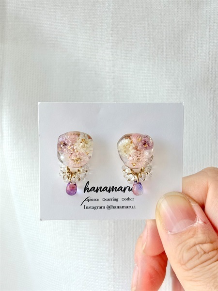 澄花 ―sumika― 本物のお花のピアス(淡紫（あわむらさき）)