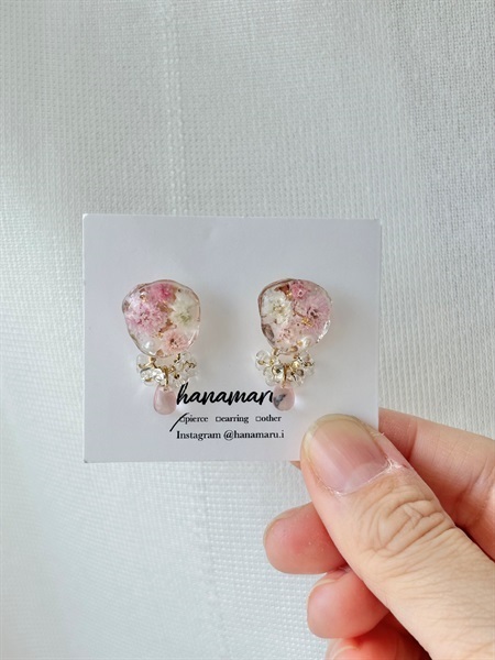 澄花 ―sumika― 本物のお花のピアス(ピンク)