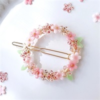 陽春桜＊さくらとスワロフスキーのサークルバレッタ