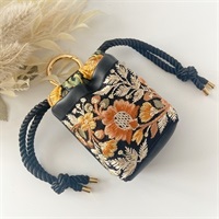 インド刺繍リボン【咲き誇るオレンジフラワーの巾着ポーチ】