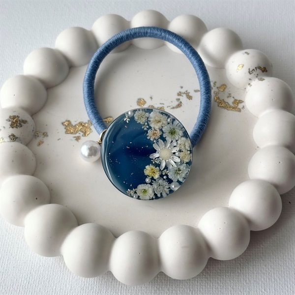 フラワームーン ヘアゴム｜ナイトブルー