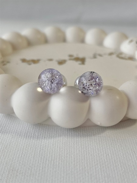 咲（えみ）–Emi– パールキャッチピアス｜かすみ草の一粒・2way(ラベンダー)