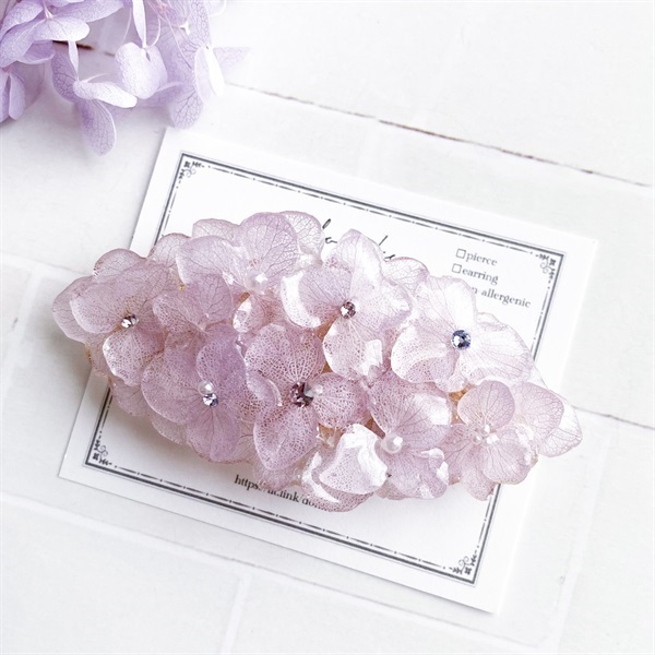 紫陽花が満開＊バレッタ（ライラックパープル）