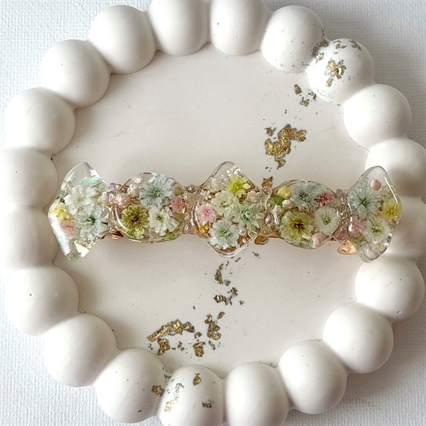 鉱石のバレッタ グリーン