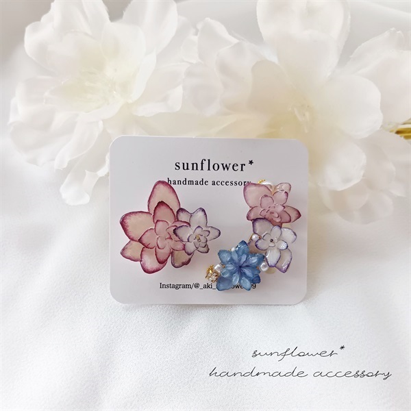 紫陽花の花束　イヤーカフ＆ピアス