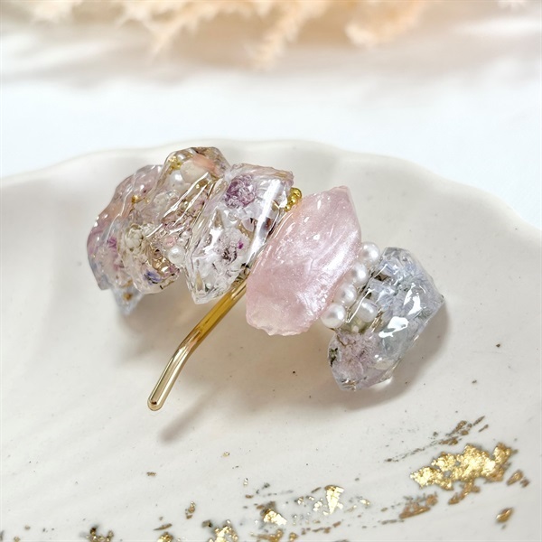 本物のお花の鉱石ポニーフック/シャーベット 本物のお花の鉱石ポニーフック/シャーベット